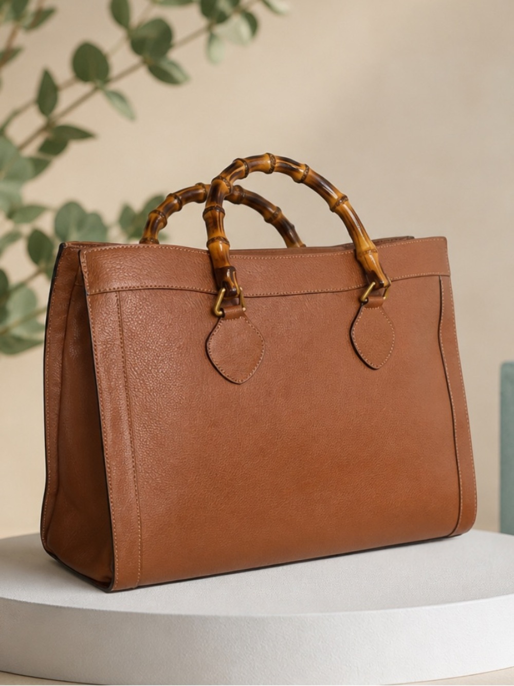 Gucci  Diana Leather Satchel with Bamboo Handles.